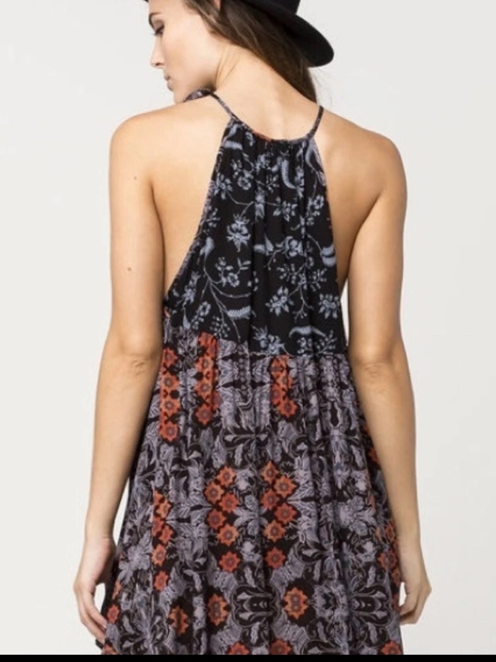 Intimately Free People Wildest Dreams Floral Swing Dress in Black and Rust. Larg - Picture 2 of 12